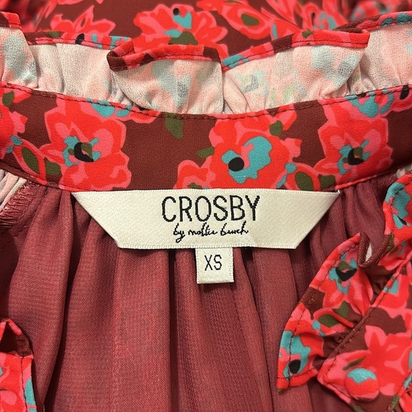 Crosby by Mollie Burch Red Floral Ruffle Mimi Dress In Floral Verbena Size XS - Picture 12 of 14